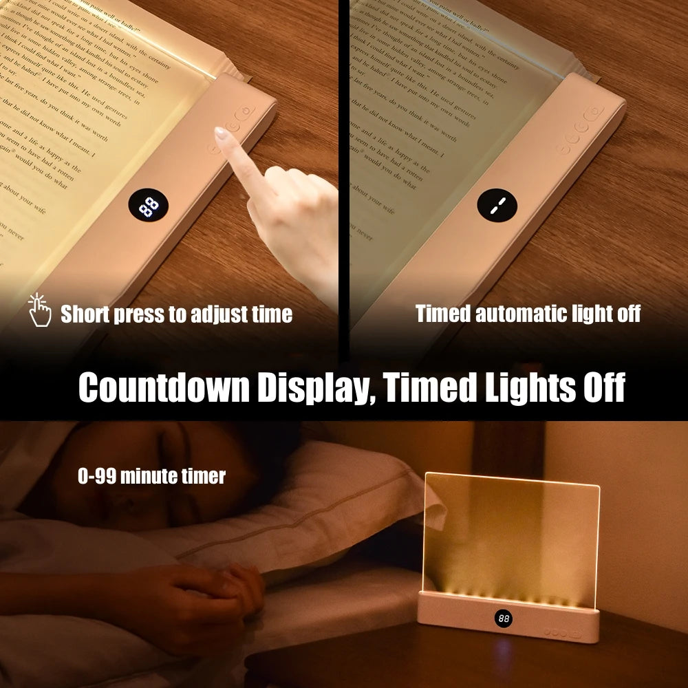 New LED Rechargeable Reading Light Desk Ambient Lamp Eye-Caring Dimmable Night Light