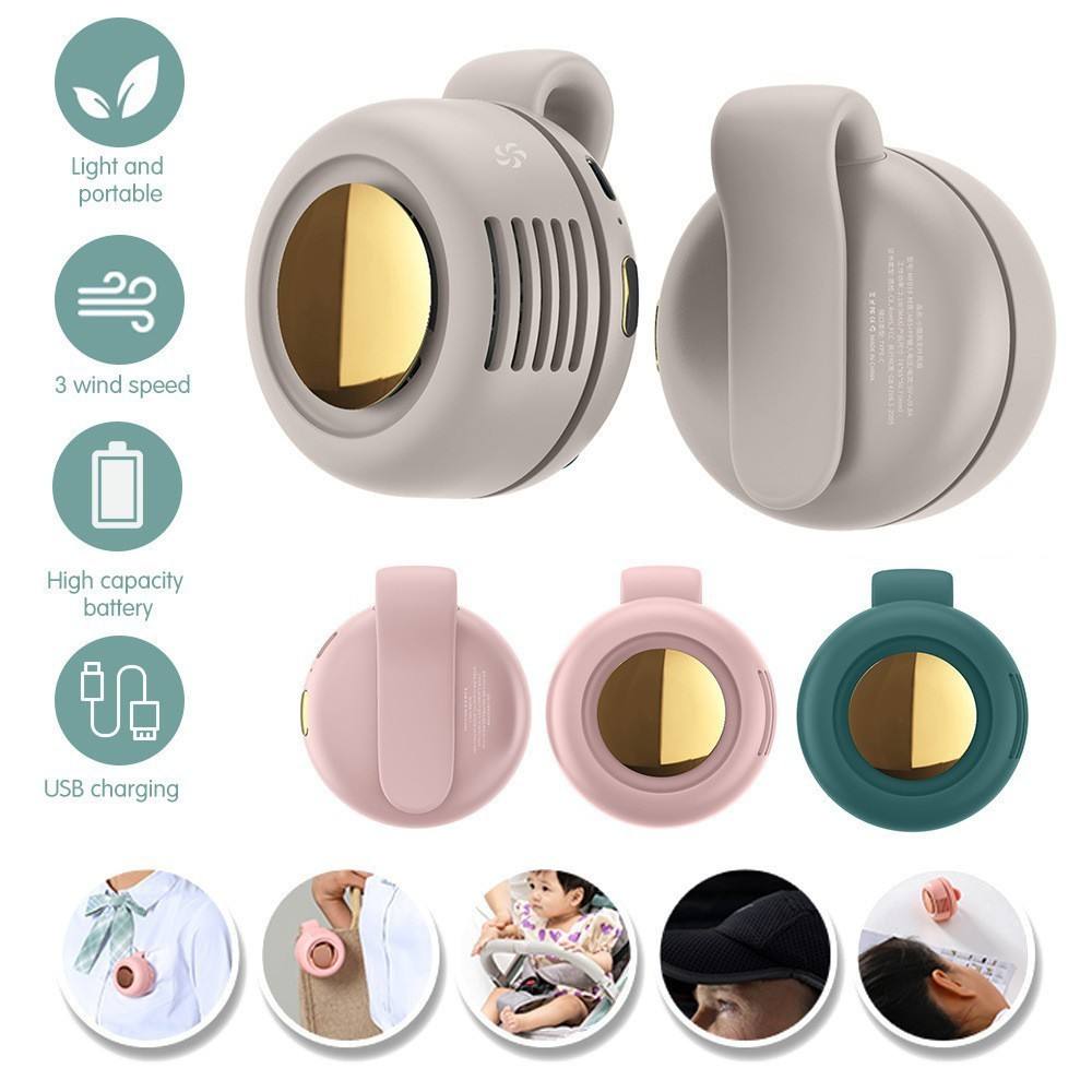 Portable Silent Mini Bladeless Fan, Clip On Waist & Neck Fan, Rechargeable Clip-On Hands-Free Fans 3 Speeds, Wearable Cooling Fans for Outdoor/Travel/Office/Shirt