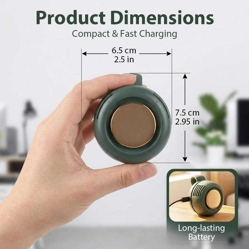 Portable Silent Mini Bladeless Fan, Clip On Waist & Neck Fan, Rechargeable Clip-On Hands-Free Fans 3 Speeds, Wearable Cooling Fans for Outdoor/Travel/Office/Shirt