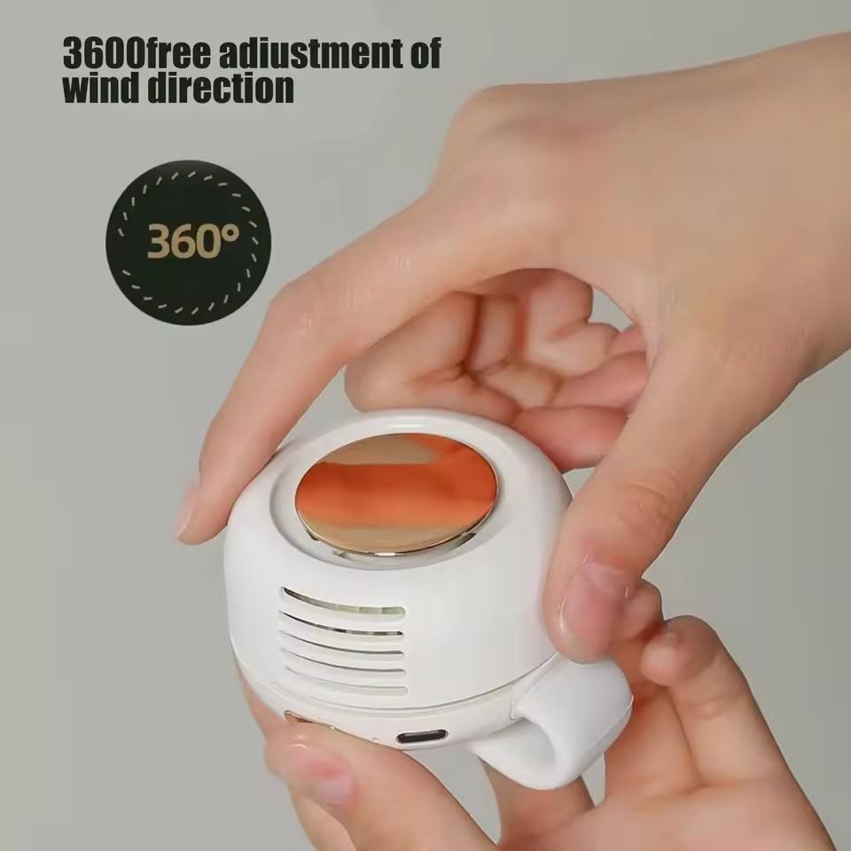 Portable Silent Mini Bladeless Fan, Clip On Waist & Neck Fan, Rechargeable Clip-On Hands-Free Fans 3 Speeds, Wearable Cooling Fans for Outdoor/Travel/Office/Shirt