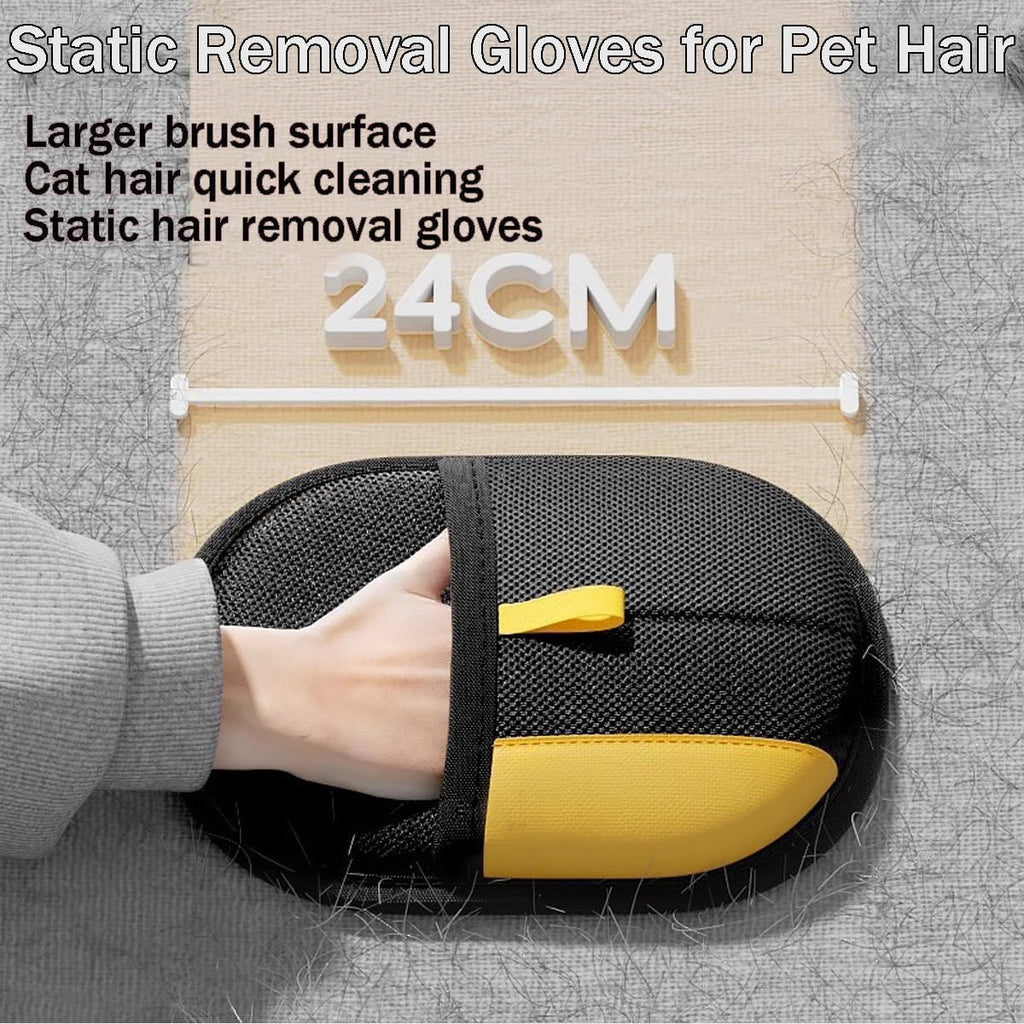 Pet Hair Removal Gloves – Reusable Electrostatic Grooming Mitts for Dogs and Cats, Double Sided Deshedding Glove for Furniture, Clothes, Sofas, Beds, Carpets & Car Seats