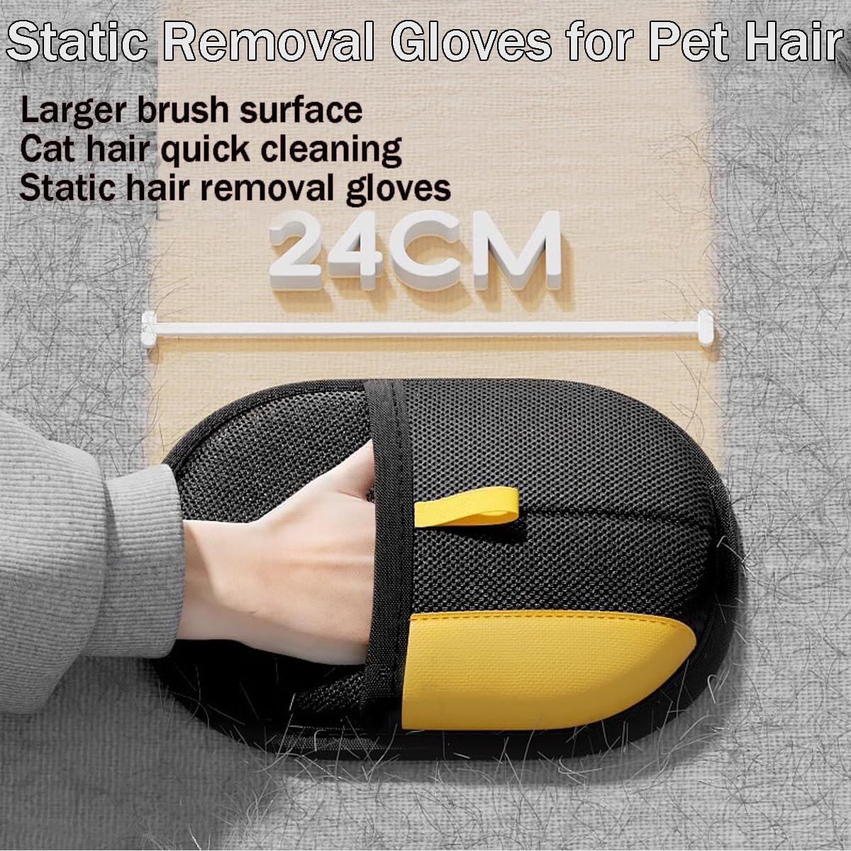 Pet Hair Removal Gloves – Reusable Electrostatic Grooming Mitts for Dogs and Cats, Double Sided Deshedding Glove for Furniture, Clothes, Sofas, Beds, Carpets & Car Seats