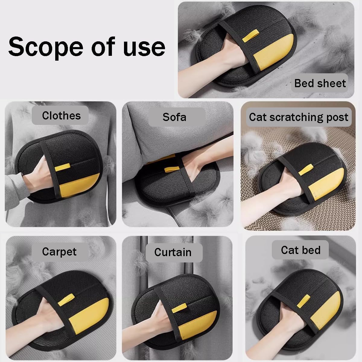 Pet Hair Removal Gloves – Reusable Electrostatic Grooming Mitts for Dogs and Cats, Double Sided Deshedding Glove for Furniture, Clothes, Sofas, Beds, Carpets & Car Seats