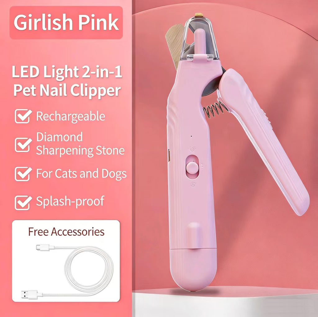 2-in-1 LED Pet Nail Clipper & Grinder for Cats & Dogs