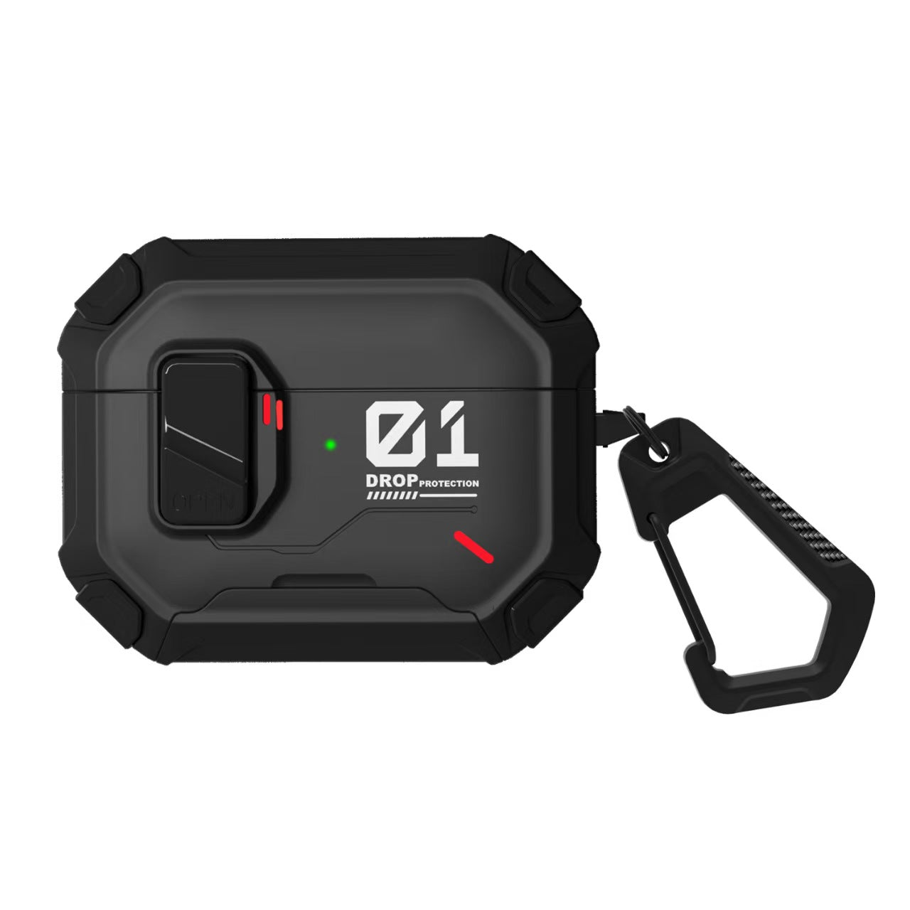 Protective case suitable for AirPods 4 and AirPods Pro 2/3 generations. Automatic pop-up cover with safety latch. Military-grade shock-resistant hard shell case. Magnetic wireless charging. Can be used as a phone stand.