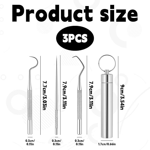 7Pcs Food Grade 304 Stainless Steel Toothpick Set，Silver Portable Pocket Toothpick Holder Reusable Metal Toothpick with a Tube for Outdoor Picnic Camping and Travel
