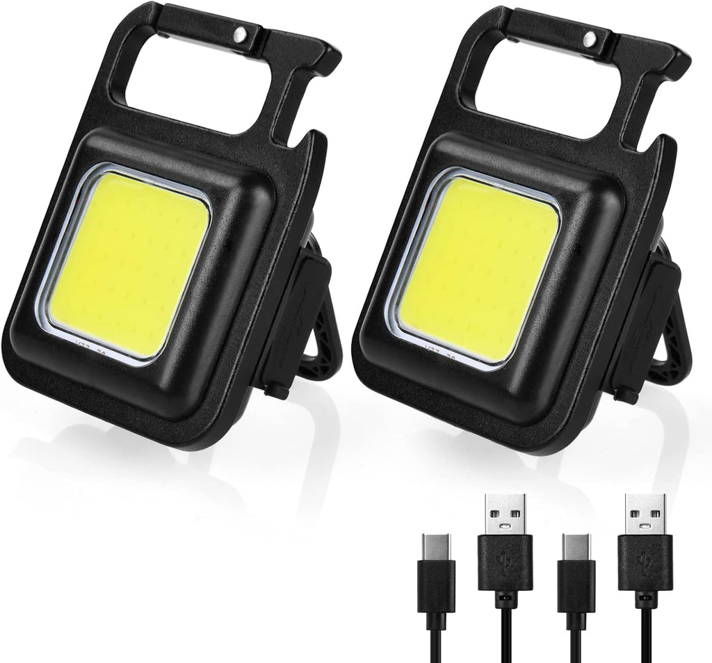 Mini LED Flashlight Torch, COB Rechargeable Keychain Small Flash Light 1000 Lumen, Portable Pocket Light 4 Light Modes Waterproof Keyring Torch for Workshop, Auto, Repairing, Outdoor Emergency