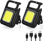 Mini LED Flashlight Torch, COB Rechargeable Keychain Small Flash Light 1000 Lumen, Portable Pocket Light 4 Light Modes Waterproof Keyring Torch for Workshop, Auto, Repairing, Outdoor Emergency