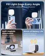 Magnetic Selfie Light for Phone, [Compatible with MagSafe] [Foldable Mirror] Diyife 360° Rotatable Phone Light Clip on, CRI95, 45 LED, 6 Modes, Portable Selfie Ring Light for Streaming, Makeup