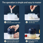 Electric Mini Food Chopper, Small Food Processor Garlic Grinder, Portable Cordless Vegetable Dicer, Kitchen Appliance Helper, for Nuts Onions Pepper Vegetable Meat