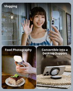 Magnetic Selfie Light for Phone, [Compatible with MagSafe] [Foldable Mirror] Diyife 360° Rotatable Phone Light Clip on, CRI95, 45 LED, 6 Modes, Portable Selfie Ring Light for Streaming, Makeup