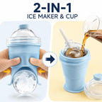 Foldable Ice Ball Cup with Straw, 2-in-1 Silicone Mold & Collapsible Travel Tumbler, Large 6cm Sphere Maker, Portable Drink Cup, 325ml (YELLOW)