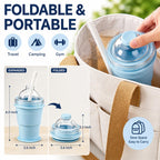 Foldable Ice Ball Cup with Straw, 2-in-1 Silicone Mold & Collapsible Travel Tumbler, Large 6cm Sphere Maker, Portable Drink Cup, 325ml (YELLOW)