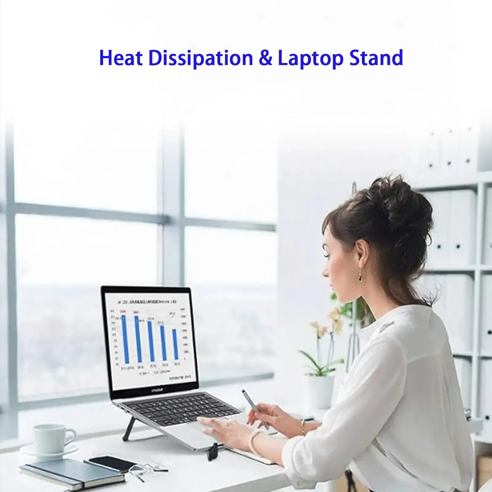 Laptop Stand for Desk, Foldable Aluminum Alloy Magnetic Notebook Riser Mount,Adjustable Height Ventilated Cooling Computer Cooling Holder,Multi-functional Stand for Laptop,Tablet and Phone