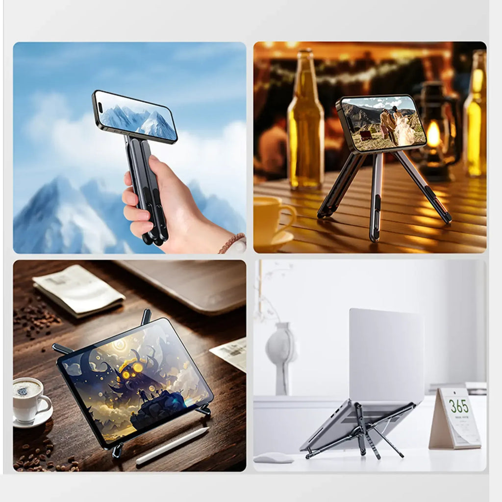 Laptop Stand for Desk, Foldable Aluminum Alloy Magnetic Notebook Riser Mount,Adjustable Height Ventilated Cooling Computer Cooling Holder,Multi-functional Stand for Laptop,Tablet and Phone