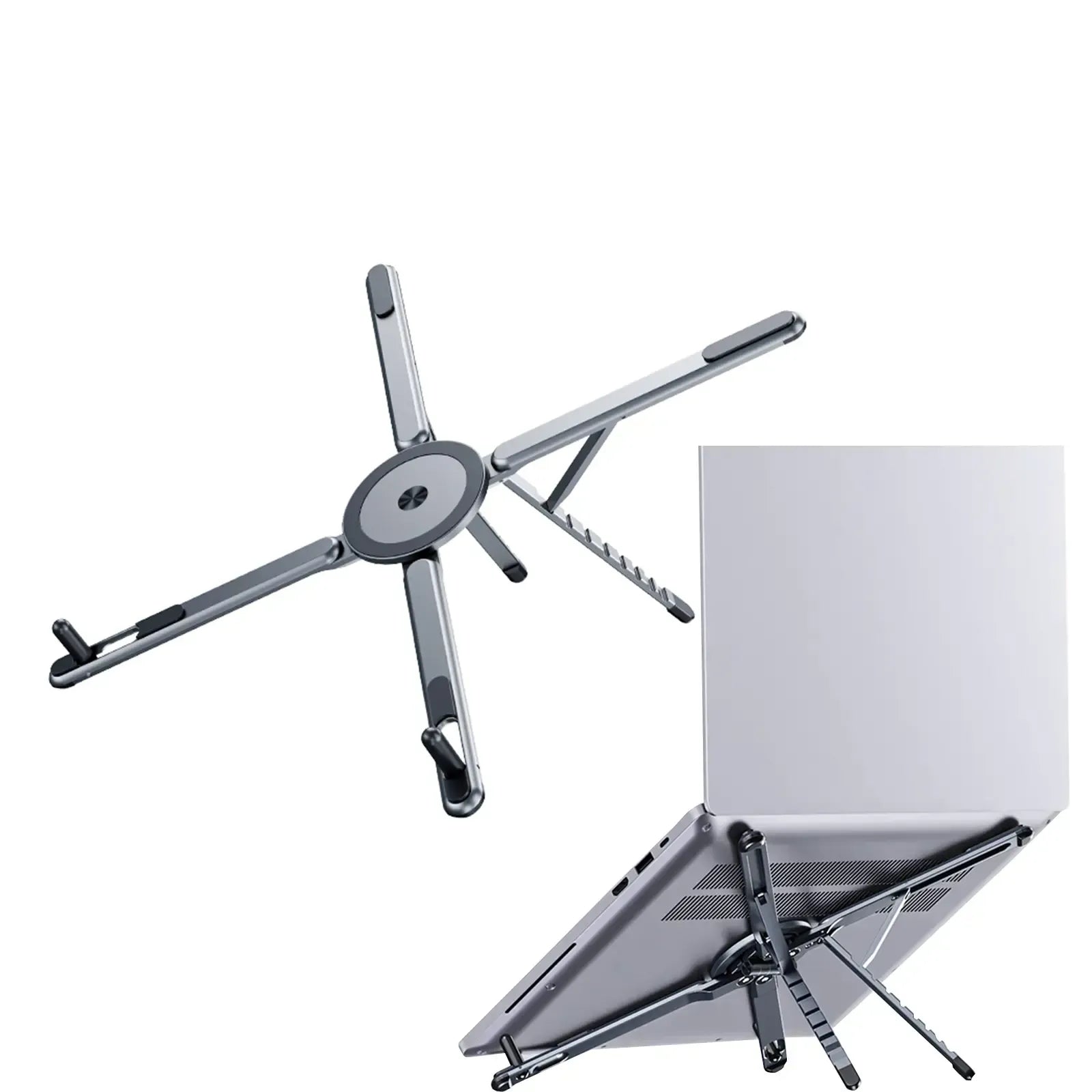 Laptop Stand for Desk, Foldable Aluminum Alloy Magnetic Notebook Riser Mount,Adjustable Height Ventilated Cooling Computer Cooling Holder,Multi-functional Stand for Laptop,Tablet and Phone