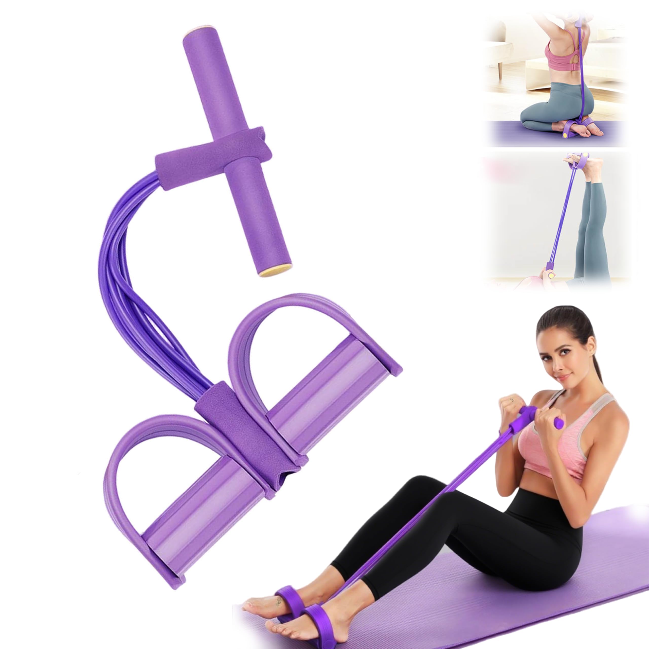 4-Root/6-Root/8-Root Resistance Band with Footplate - Elastic Movement Home Fitness Elastic Stretchers