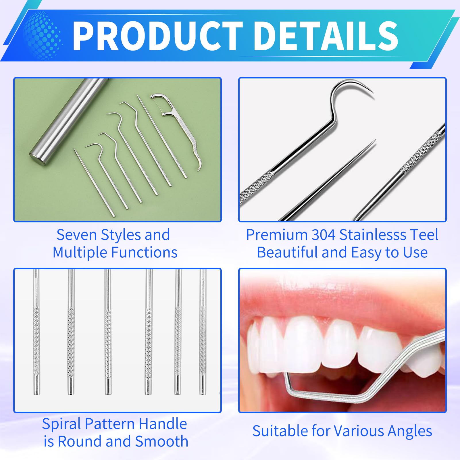 7Pcs Food Grade 304 Stainless Steel Toothpick Set，Silver Portable Pocket Toothpick Holder Reusable Metal Toothpick with a Tube for Outdoor Picnic Camping and Travel