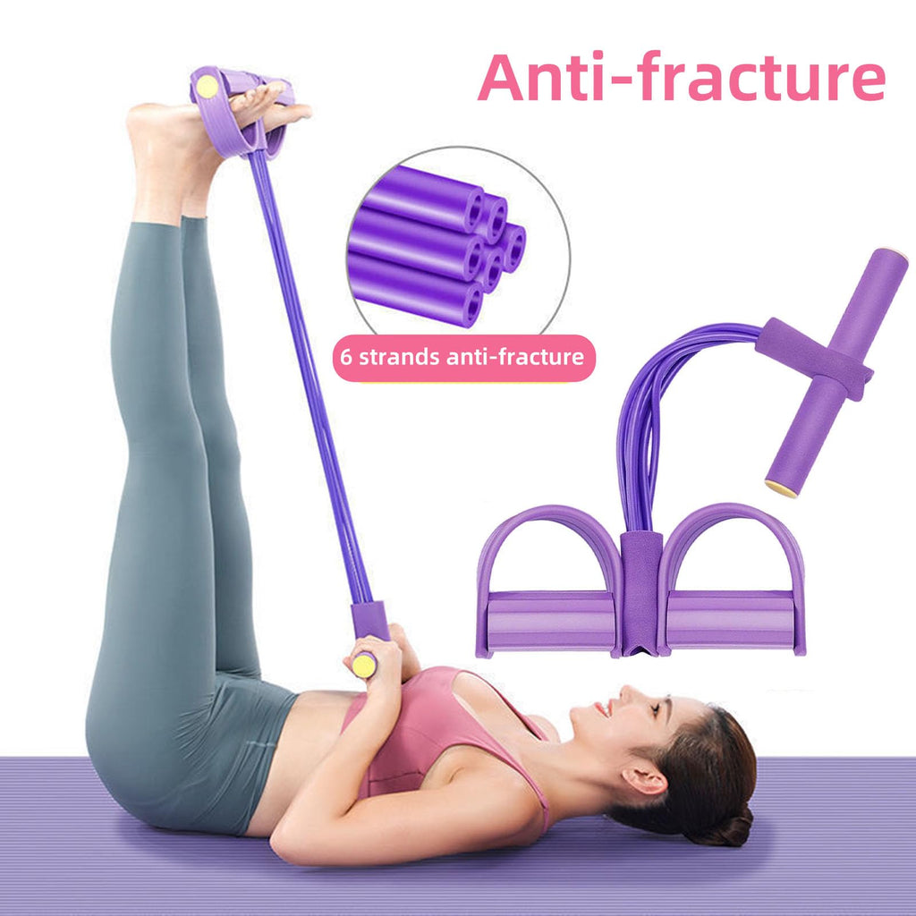 4-Root/6-Root/8-Root Resistance Band with Footplate - Elastic Movement Home Fitness Elastic Stretchers