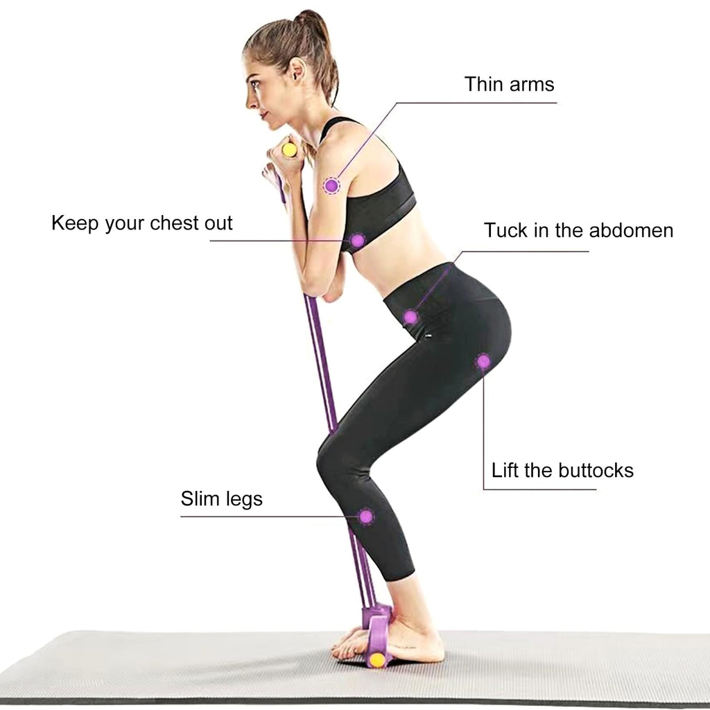 4-Root/6-Root/8-Root Resistance Band with Footplate - Elastic Movement Home Fitness Elastic Stretchers