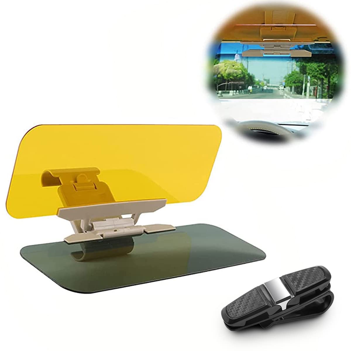Sun Visor Extender for Car, 2 in 1 Anti Glare Visor HD Car Sun Visor for Day Night Driving Car Visor Sun Blocker Adjustable for Car Anti-Glare