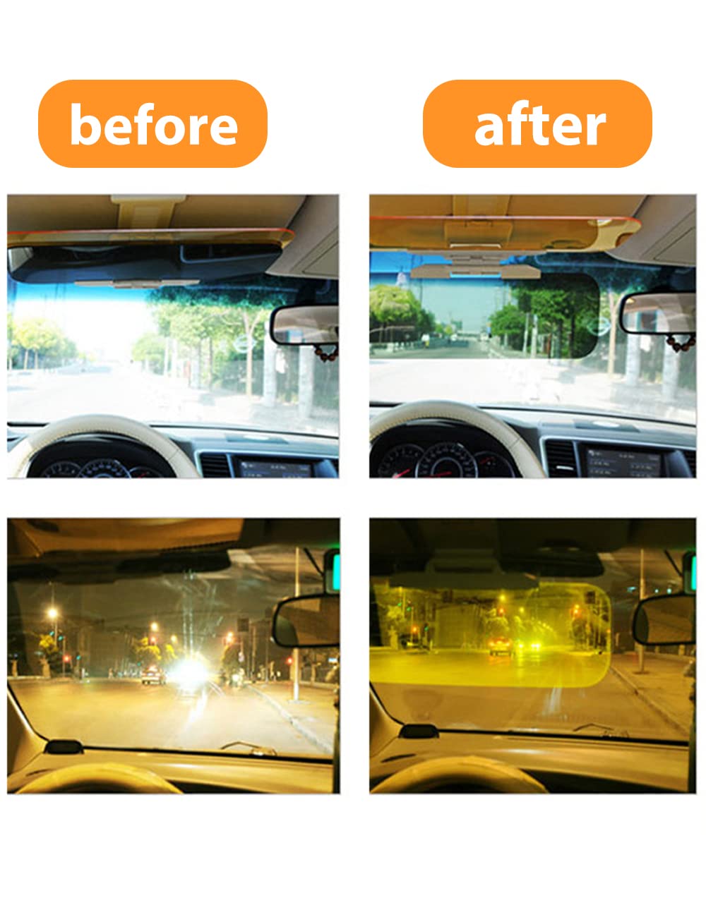 Sun Visor Extender for Car, 2 in 1 Anti Glare Visor HD Car Sun Visor for Day Night Driving Car Visor Sun Blocker Adjustable for Car Anti-Glare