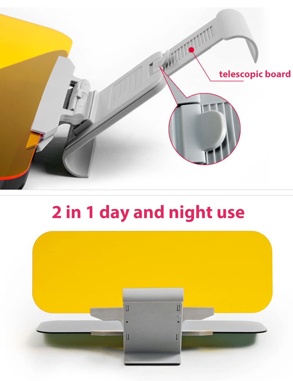Sun Visor Extender for Car, 2 in 1 Anti Glare Visor HD Car Sun Visor for Day Night Driving Car Visor Sun Blocker Adjustable for Car Anti-Glare