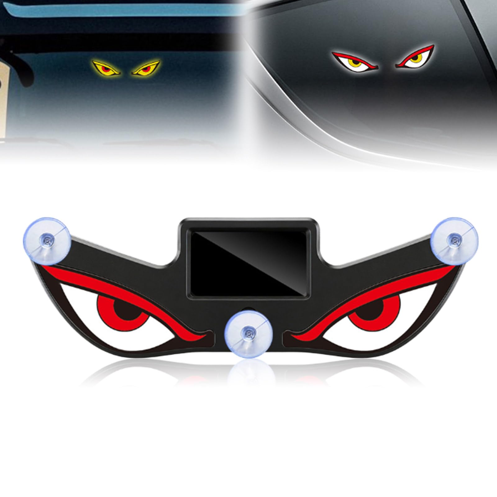 Solar Demon Eye LED Car Window Light, Solar USB Dual-Power Devil Eyes Warning Lights, Suction Cup Dynamic LED Car Eyes, Vibration Induction Ambient Lighting, for Car, Trucks Window