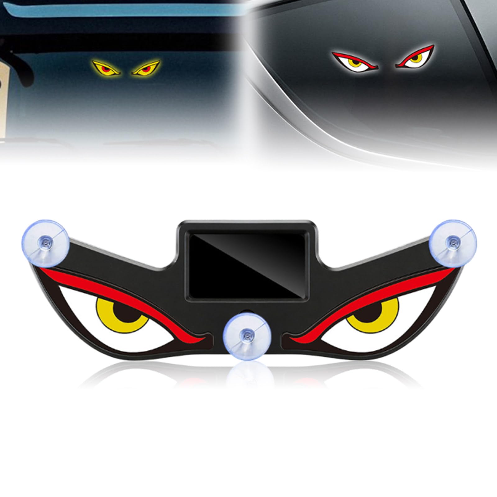 Solar Demon Eye LED Car Window Light, Solar USB Dual-Power Devil Eyes Warning Lights, Suction Cup Dynamic LED Car Eyes, Vibration Induction Ambient Lighting, for Car, Trucks Window