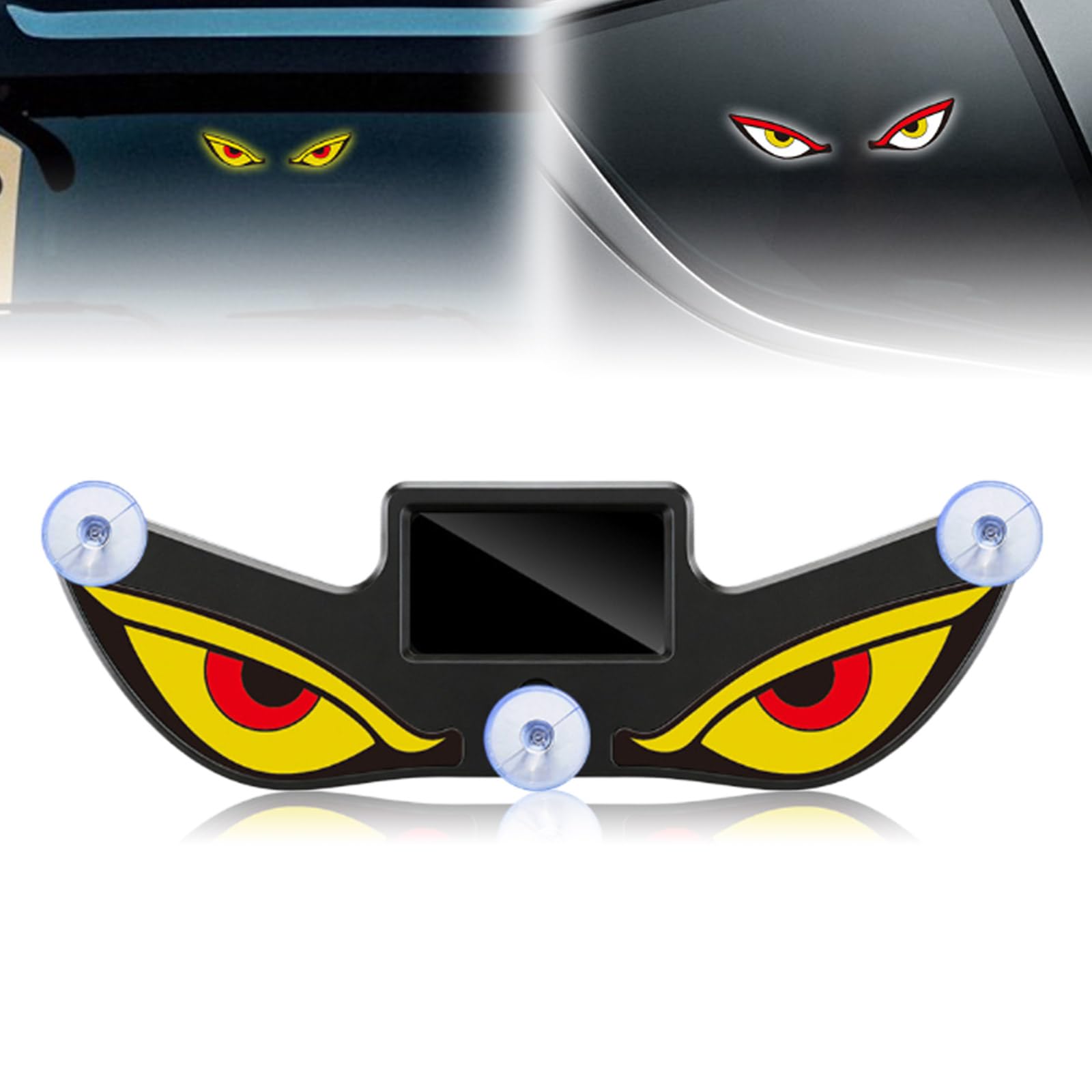 Solar Demon Eye LED Car Window Light, Solar USB Dual-Power Devil Eyes Warning Lights, Suction Cup Dynamic LED Car Eyes, Vibration Induction Ambient Lighting, for Car, Trucks Window