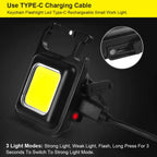 Mini LED Flashlight Torch, COB Rechargeable Keychain Small Flash Light 1000 Lumen, Portable Pocket Light 4 Light Modes Waterproof Keyring Torch for Workshop, Auto, Repairing, Outdoor Emergency