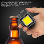 Mini LED Flashlight Torch, COB Rechargeable Keychain Small Flash Light 1000 Lumen, Portable Pocket Light 4 Light Modes Waterproof Keyring Torch for Workshop, Auto, Repairing, Outdoor Emergency