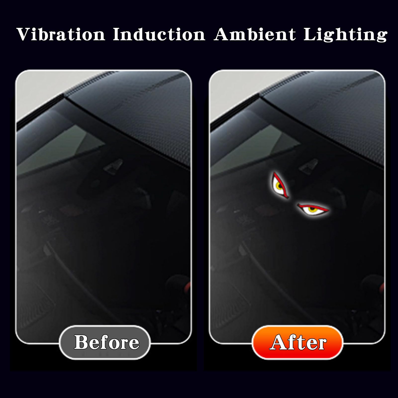 Solar Demon Eye LED Car Window Light, Solar USB Dual-Power Devil Eyes Warning Lights, Suction Cup Dynamic LED Car Eyes, Vibration Induction Ambient Lighting, for Car, Trucks Window
