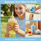 Foldable Ice Ball Cup with Straw, 2-in-1 Silicone Mold & Collapsible Travel Tumbler, Large 6cm Sphere Maker, Portable Drink Cup, 325ml (YELLOW)
