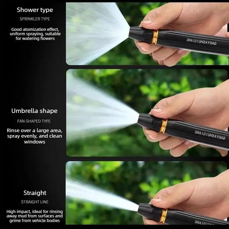 The household high-pressure car washing water gun, with a pressurized nozzle and a hose, is an essential choice for watering plants and vegetables as well as washing cars.